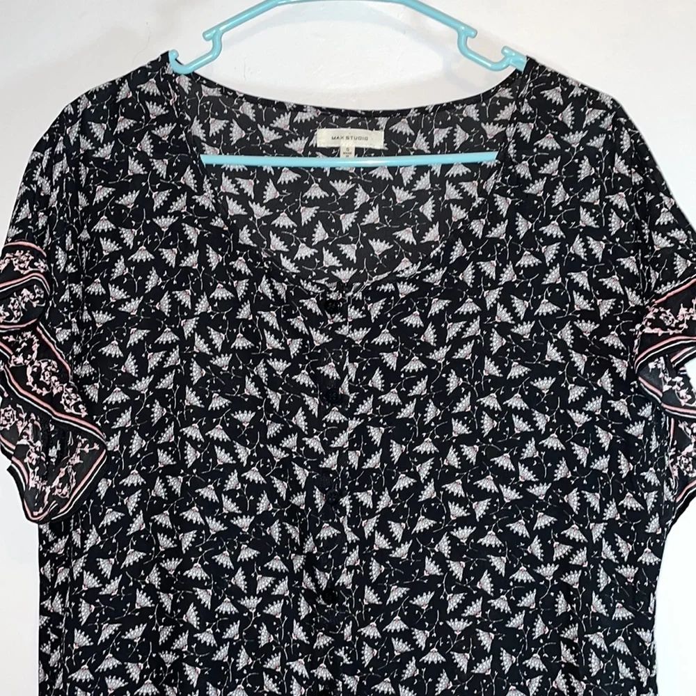 Max studio Black & floral Ruffled Dress Size S - Picture 4 of 4